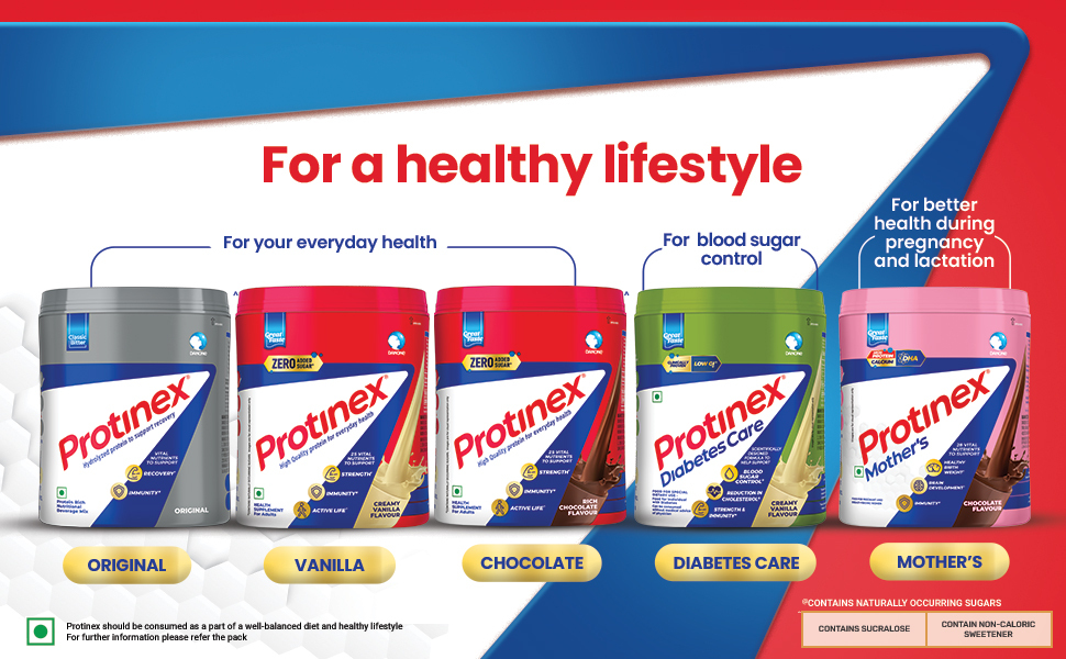 Protinex Original with vital nutrients to support strength, immunity, faster absorption. 34g Protein (2 packs * 500g) Net weight 1 kg