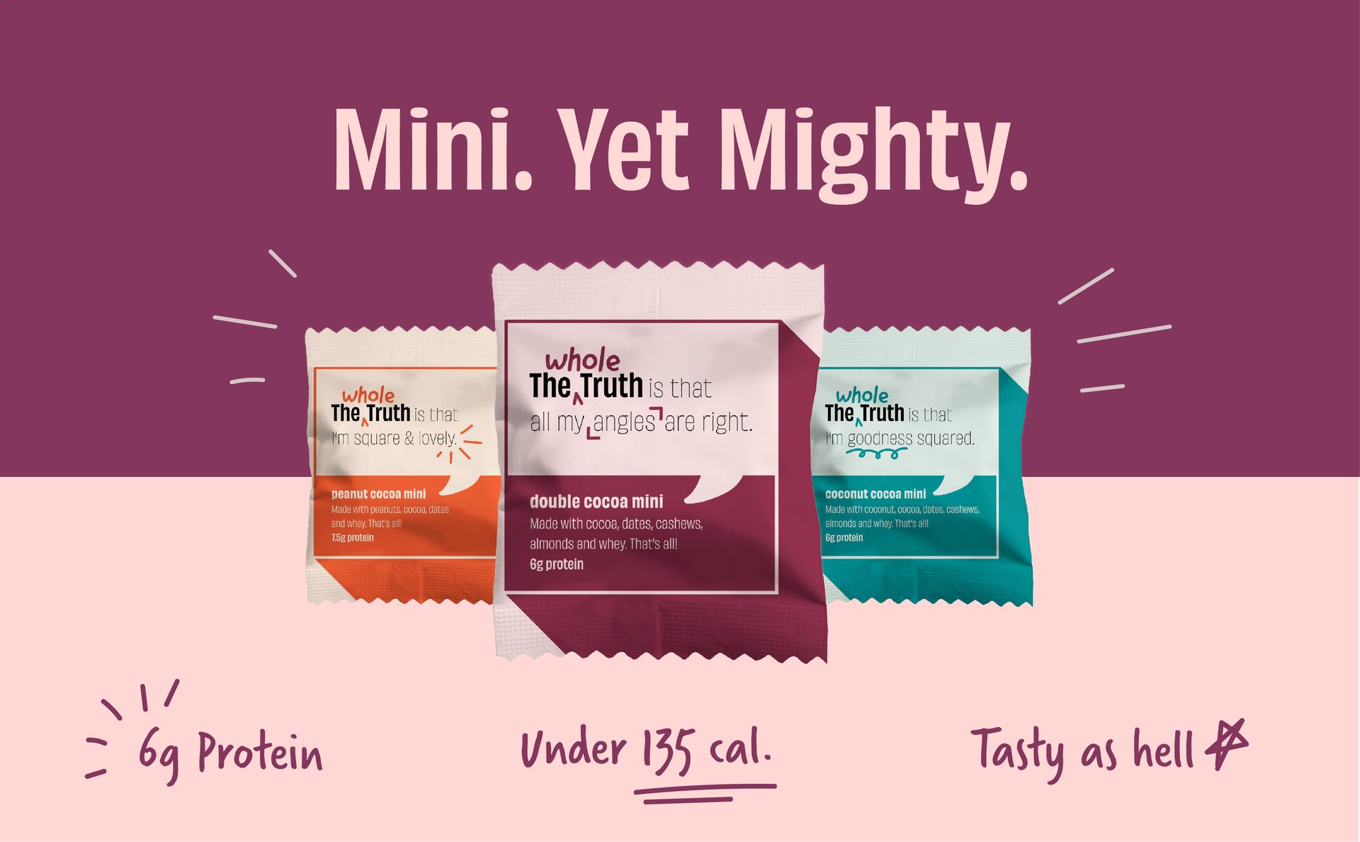The Whole Truth - Mini Protein Bars - Double Cocoa- Pack of 8 | 8 x 27g