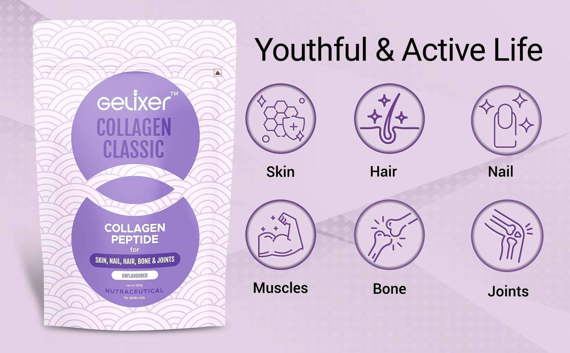 Classic Unflavoured Collagen Powder 500g Premium Japanese Marine Collagen Peptides for Wellness of Skin, Hair, Nail, Bone & Joints