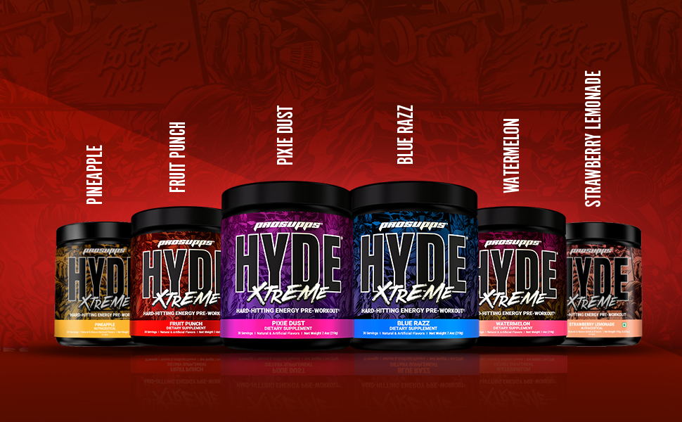 ProSupps Hyde Xtreme Blue Razz High Stim Pre Workout, 30 Servings