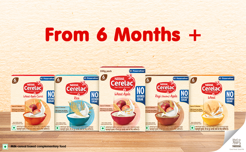 Nestlé CERELAC Baby Cereal Wheat, No Refined Sugar STG-1, 330g