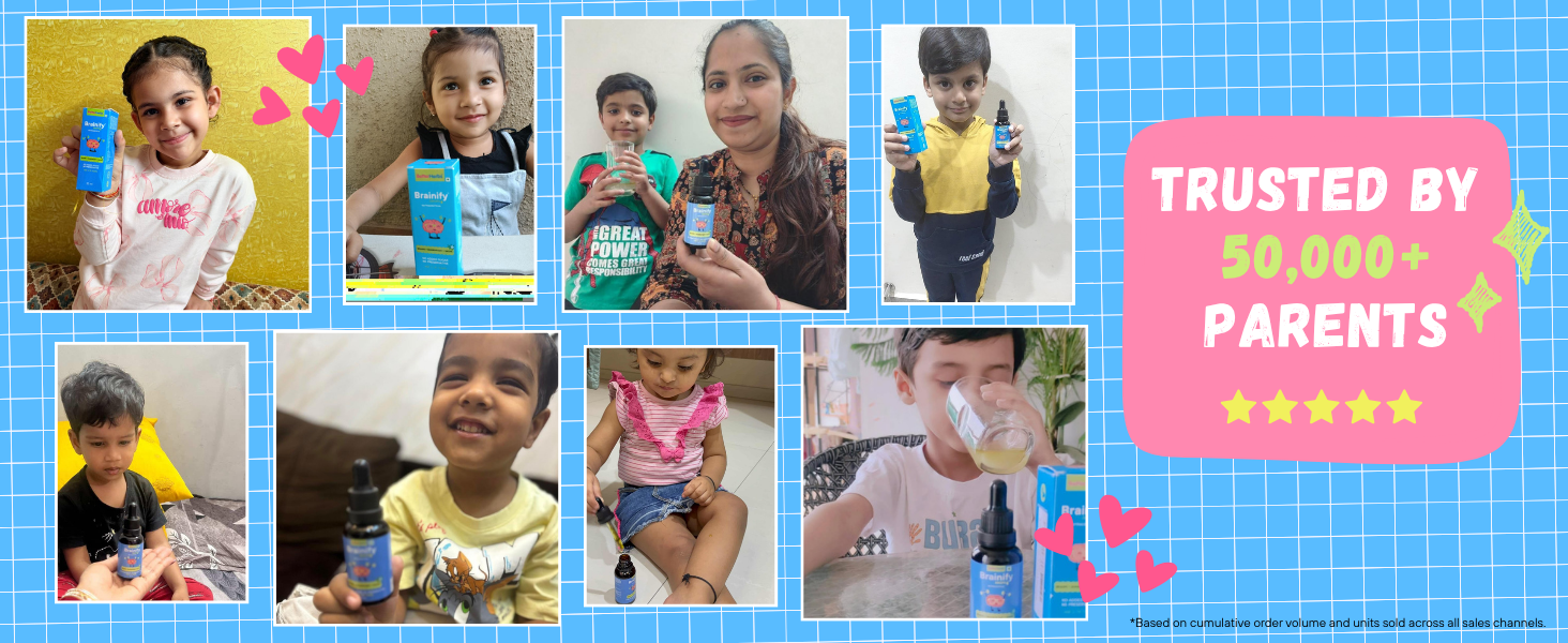 Brainify Drops for Kids | 2-16 Years | 30ml | Brahmi + Shankhpushpi + Vacha | 7 Time-Tested Natural Herbs Formulation | No Added Sugar & Preservatives
