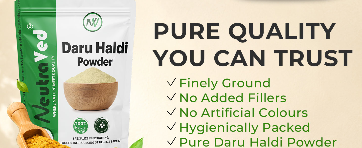 NeutraVed Daru Haldi Powder 250gm | Pure & Natural Daruharidra/Berberis Aristata | Traditional Ayurvedic Herb - 250gm