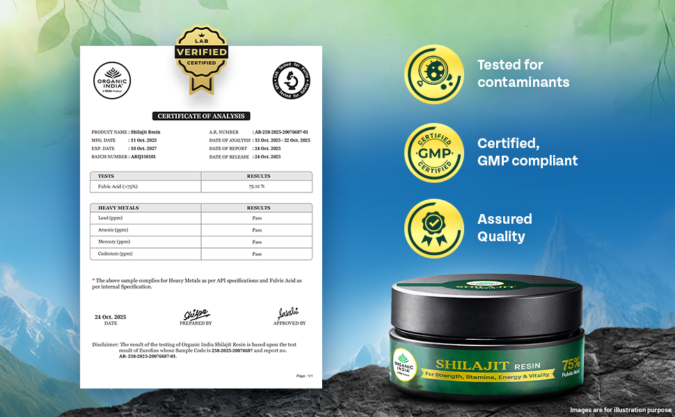 A TATA Product - Organic India Shilajit Resin, 20g, For Strength, Stamina, Energy & Vitality, 75% Fulvic Acid, Boosts Strength & Endurance, Triphala Purified, Tested For Heavy Metals