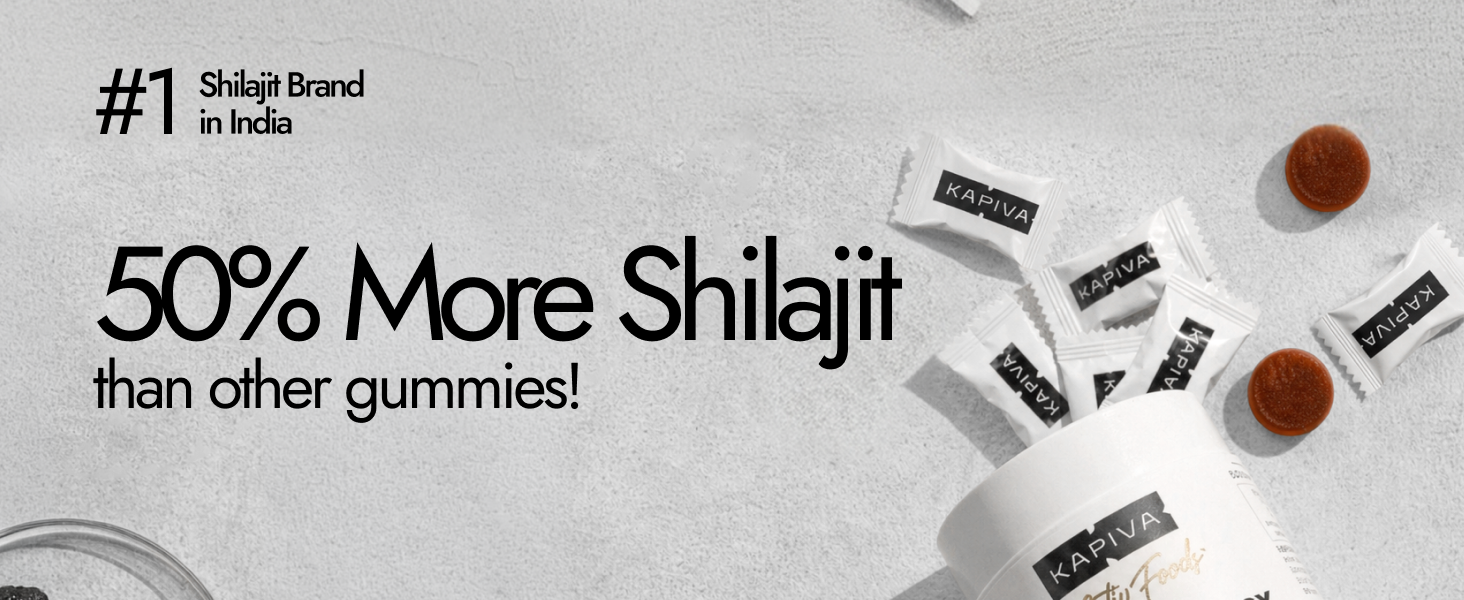 Kapiva Himalayan Shilajit/Shilajeet Gummies | 225mg Shilajit/Gummy | Ginger Honey Flavour | NABL-Certified Gummy | Boosts Energy Levels, Endurance & Stamina | No Added Sugar | Gelatin Free | 60 Gummies