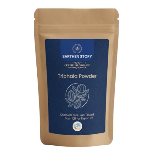 Earthen Story Certified Organic Triphala Powder (200g) | Lab Tested for 180+ Pesticides | Natural Gut Detox & Digestion Support | Amla, Haritaki & Bibhitaki | Vegan, Non-GMO