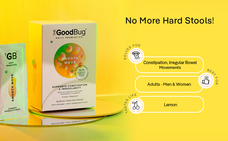 The Good Bug Smooth Move SuperGut Powder|1 Billion CFU of Clinically Proven Strains| Pre + Probiotic + Nutrients|Eases Constipation|Helps Regularise Bowel Movements|30 Days Pack, 30 grams