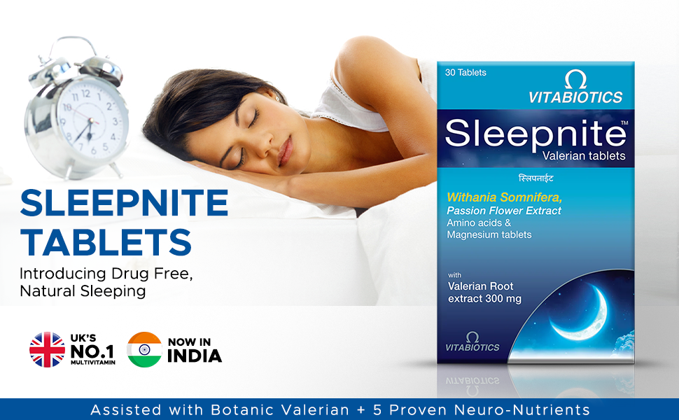 Vitabiotics Sleepnite Valerian Tablets | Valerian Root Extract 300mg, Ashwagandha, Passion Flower Extract, Magnesium, Glycine, L-Theanine & L-Tryptophan | 30 Tablets
