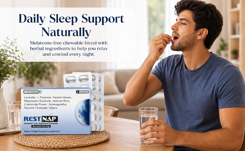 Restnap by LeeWell Melatonin-free Chewable Sleep Supplement -30 Tablets