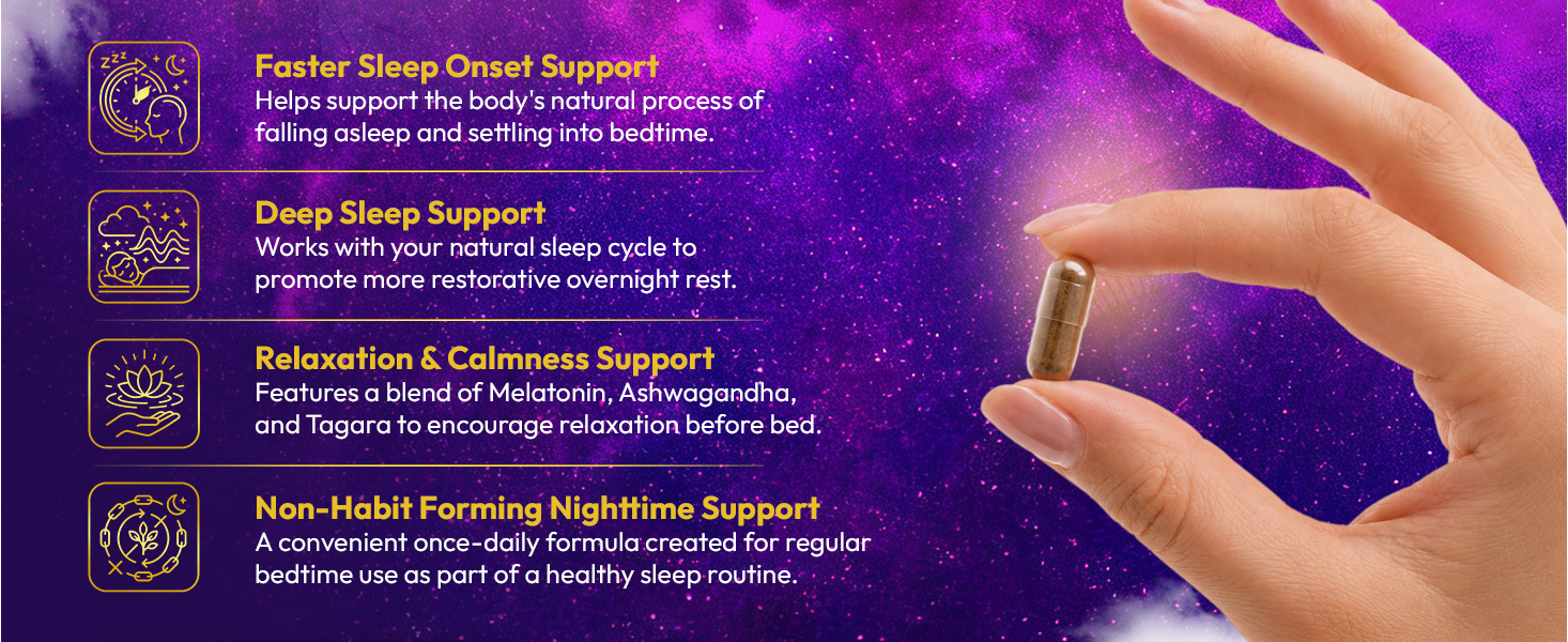GetHealthy® Delta Sleep™ Premium Sleep Support Supplement | Melatonin 10 mg with L-Theanine, Ashwagandha, Tagara, Chamomile, Hops, Tulsi, Vegan D3, Vitamin C, B1 & B6 | Calm Mind, Stress Support & Night Recovery | Lab Tested | 30 Capsules | 30 Day Supply