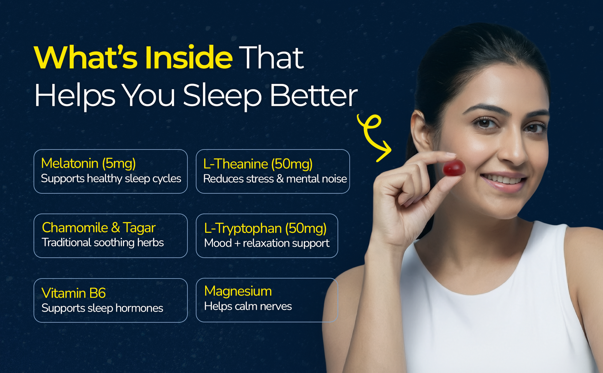 Melatonin Sleep Gummies 3 mg With L-Theanine, L-Tryptophan, Chamomile & Magnesium | Supports Up to 8 Hours Uninterrupted Sleep | Non-Habit Forming | 30 Veg Gummies