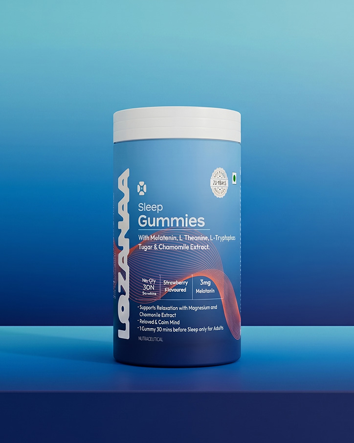 Melatonin Sleep Gummies 3 mg With L-Theanine, L-Tryptophan, Chamomile & Magnesium | Supports Up to 8 Hours Uninterrupted Sleep | Non-Habit Forming | 30 Veg Gummies