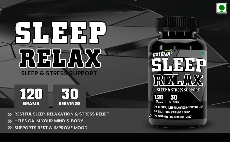 NutriJa SLEEP RELAX™ 30 Servings, Natural Sleep Aid & Relaxation Supplement scientifically proven ingredients - Restful sleep, Reduces anxiety & stress | (30 Servings)
