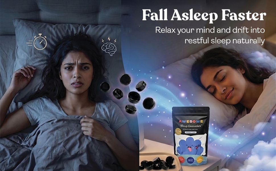 AWESOME Sleep Gummies, 3mg Melatonin & L-Theanine, Berry, 30 Nights