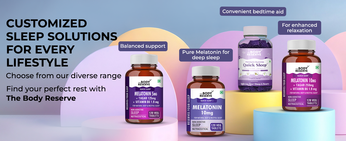 The Body Reserve Melatonin 10mg - 120 Veg Tablets for Sleep Support, Nerve Relaxation, and Stress Relief - Non-Habit Forming for Men & Women