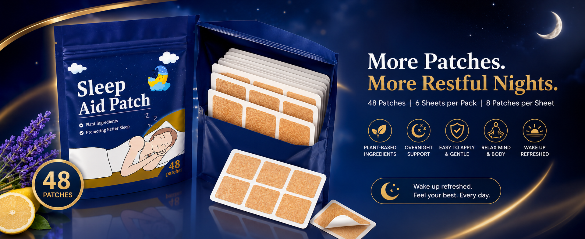 Sleep Patches, 48 Pieces, for Men and Women
