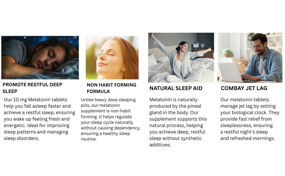 Melatonin 10mg - 120 Veg Tablets for Sleep Support, Nerve Relaxation, and Stress Relief - Non-Habit Forming for Men & Women