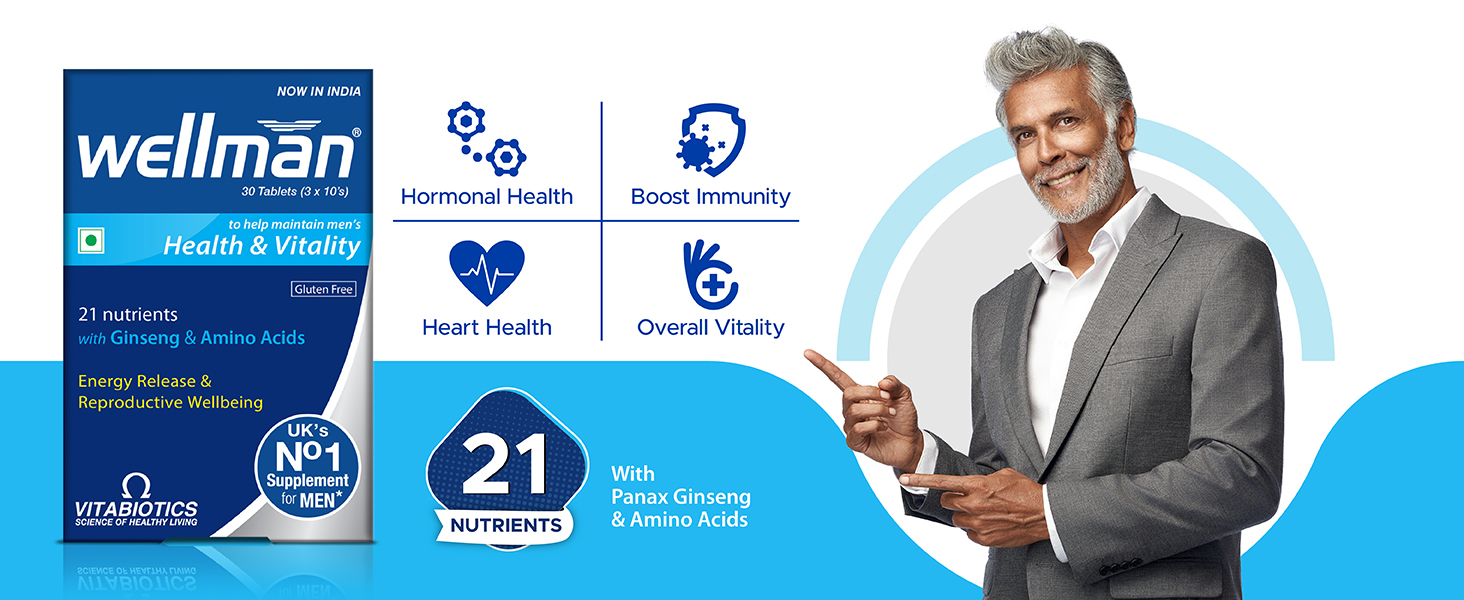 Wellman Multivitamin for Men – 30 Tablets (Monthly Pack) | Daily Self-Care & Inner Wellness | With Panax Ginseng, Vitamins A, B, C, D & Essential Nutrients