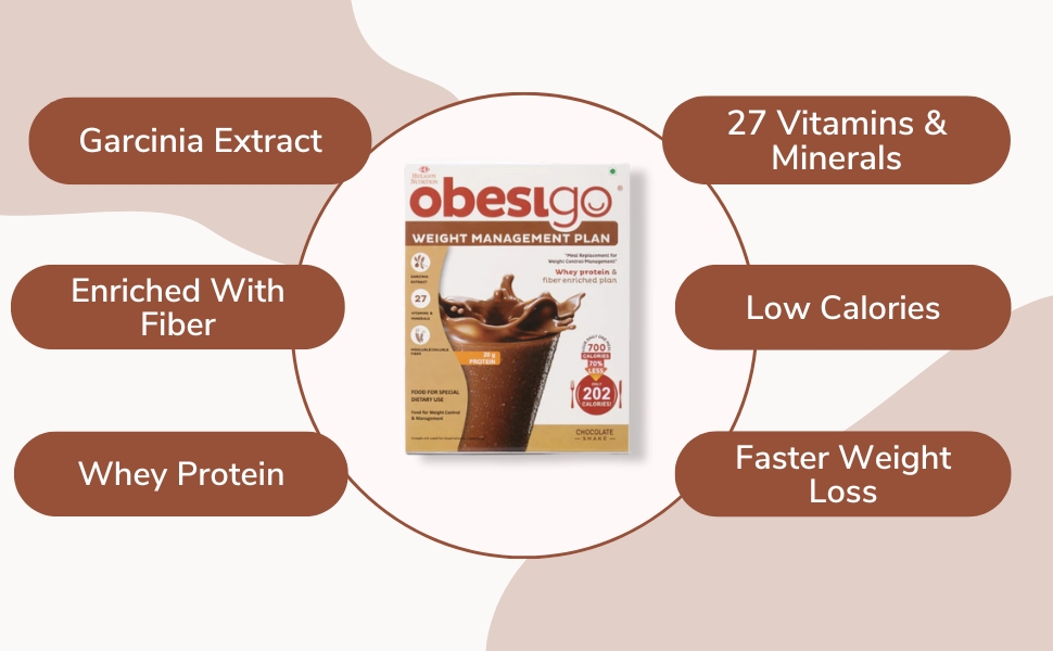 Obesigo BLCD Obesigo Meal Replacement Weight Loss And Weight Management Plan (Chocolate Flavor) - 350Gm (7 Sachets Of 50G Each)