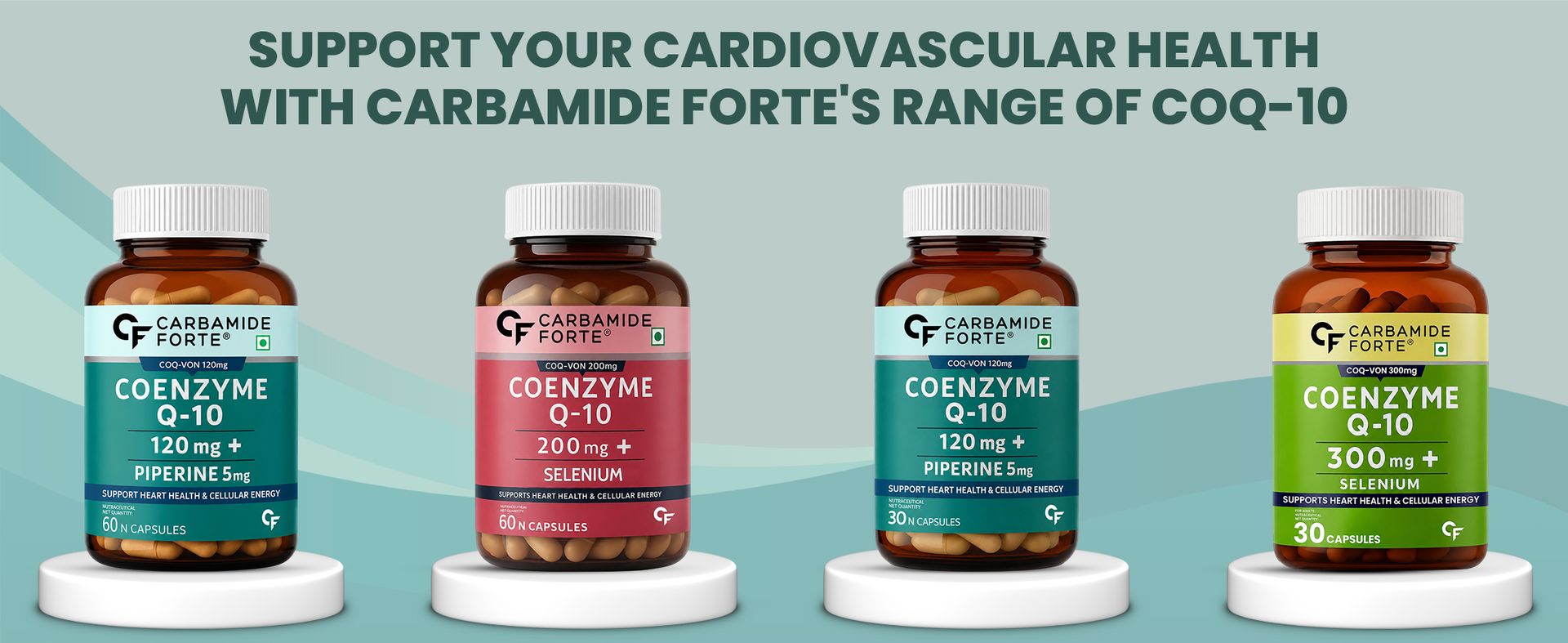 Carbamide Forte Coenzyme Q10 (Coq10 Supplement) 120Mg Supplement With Piperine 5Mg | Coq 10 120Mg Supports Heart Health & Cellular Energy 30 Capsules