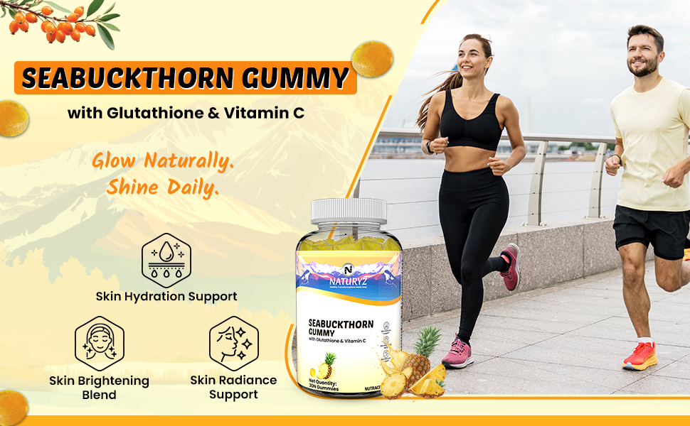 NATURYZ Sea Buckthorn with Glutathione & Vitamin C for Skin glow- 30 Gummy