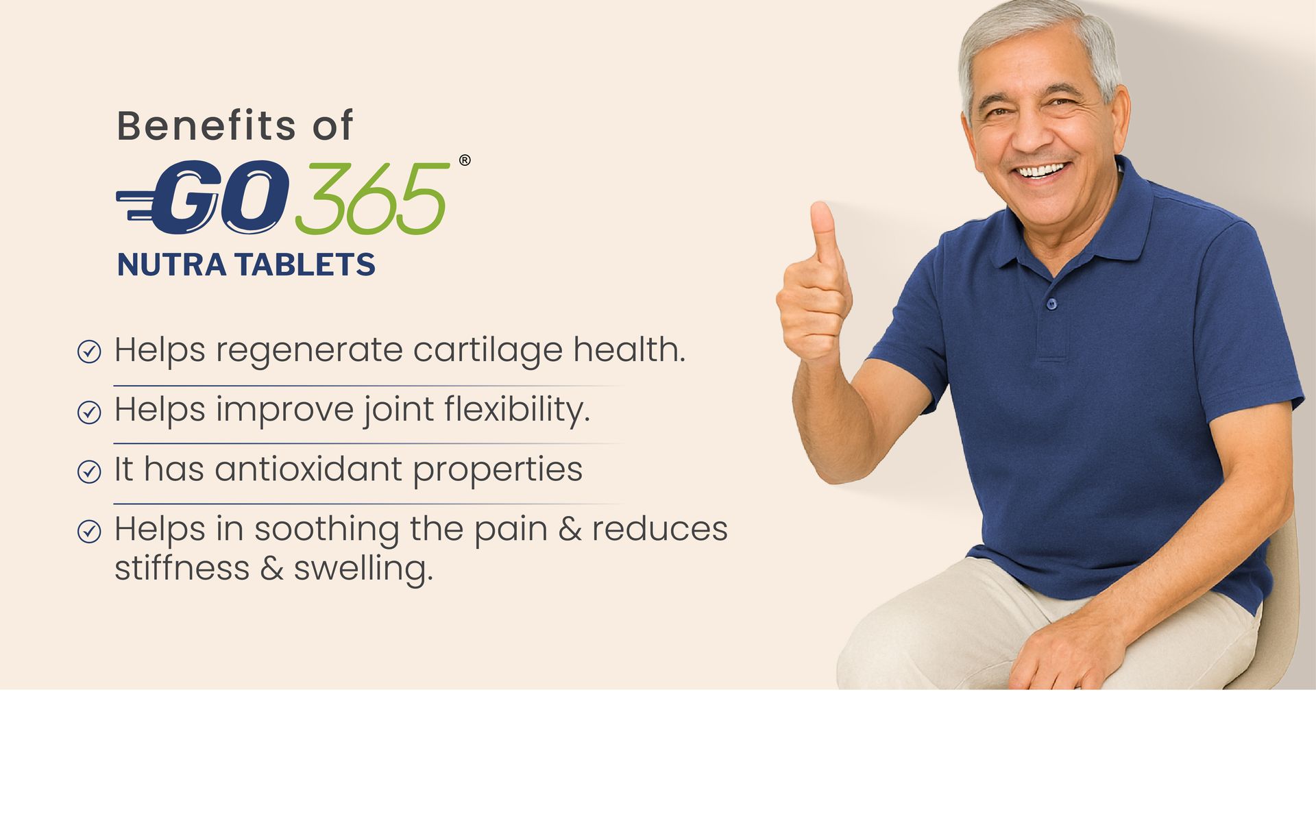 Vedistry Go365 Nutra Tablets | Ayurvedic Pain & Mobility Support | Helps Reduce Stiffness, Strengthen Bones & Flexibility | Daily Joint Health Supplement with Glucosamine, Chondroitin & Curcumin – 30 Tabs (Pack of 1)