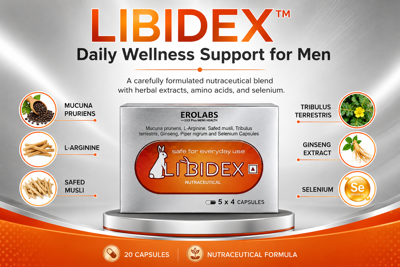 Erolabs Libidex Ultima Capsules (20 Count) by Mabross Life | Herbal Vitality & Performance Support Supplement | Premium Natural Formula for Energy, Stamina & Wellness