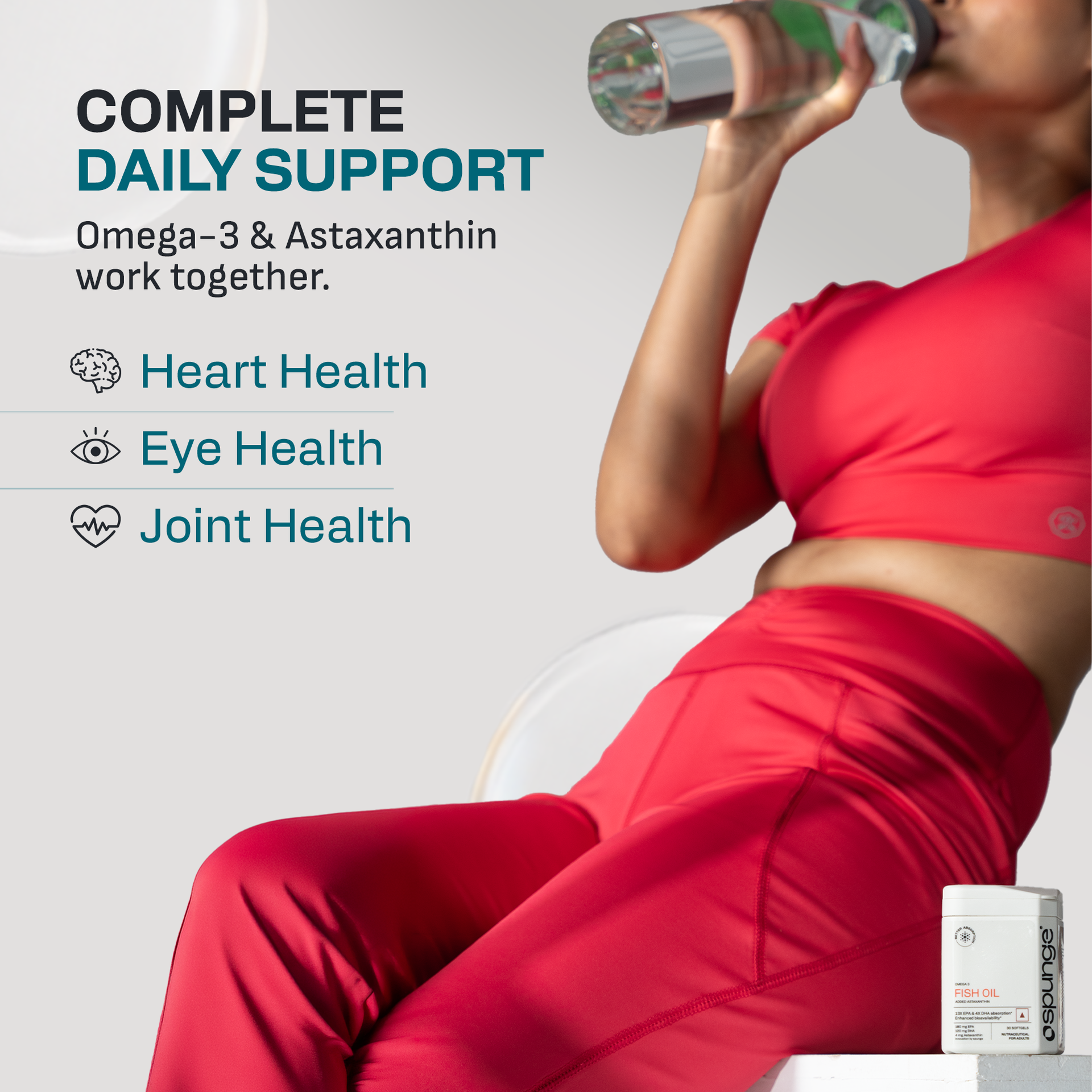 Spunge Omega 3 Fish Oil with Added Astaxanthin | 30 Softgels | High Strength EPA & DHA | Supports Heart, Brain, Eye & Joint Health | Daily Dietary Supplement