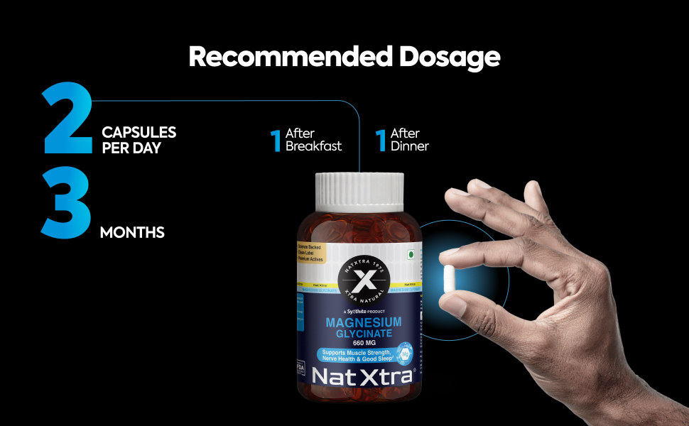 NatXtra Magnesium Glycinate Supplement | Supports Sleep Quality, Relaxation & Muscle Ease | 30 Veg Capsules