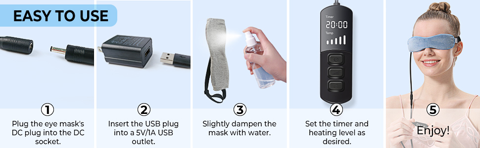 SELLASTIC Premium Heated Eye Mask for Dry Eyes,Sinus,Migraine,Sleeping | USB Heating Wired Eye Care Mask with 3 Temperature & 4 Time Control,Sleep Mask Stress Relief Relax Eye Strain,Puffy,Warm Compress for Eyes