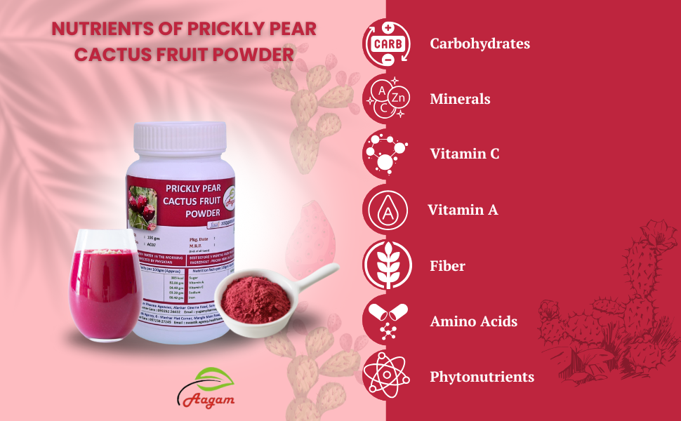 NEMI Prickly Pear Cactus Fruit Powder | Natural Superfood | No Added Sugar | Rich in Antioxidants | Supports Hemoglobin, Energy & Immunity | Sun-Dried Herbal Powder100 gm