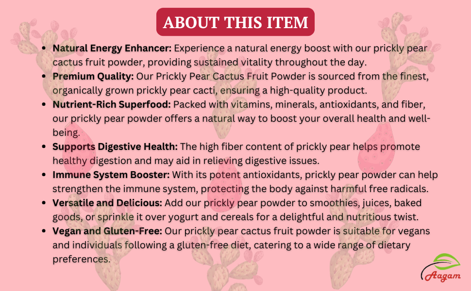 NEMI Prickly Pear Cactus Fruit Powder | Natural Superfood | No Added Sugar | Rich in Antioxidants | Supports Hemoglobin, Energy & Immunity | Sun-Dried Herbal Powder100 gm
