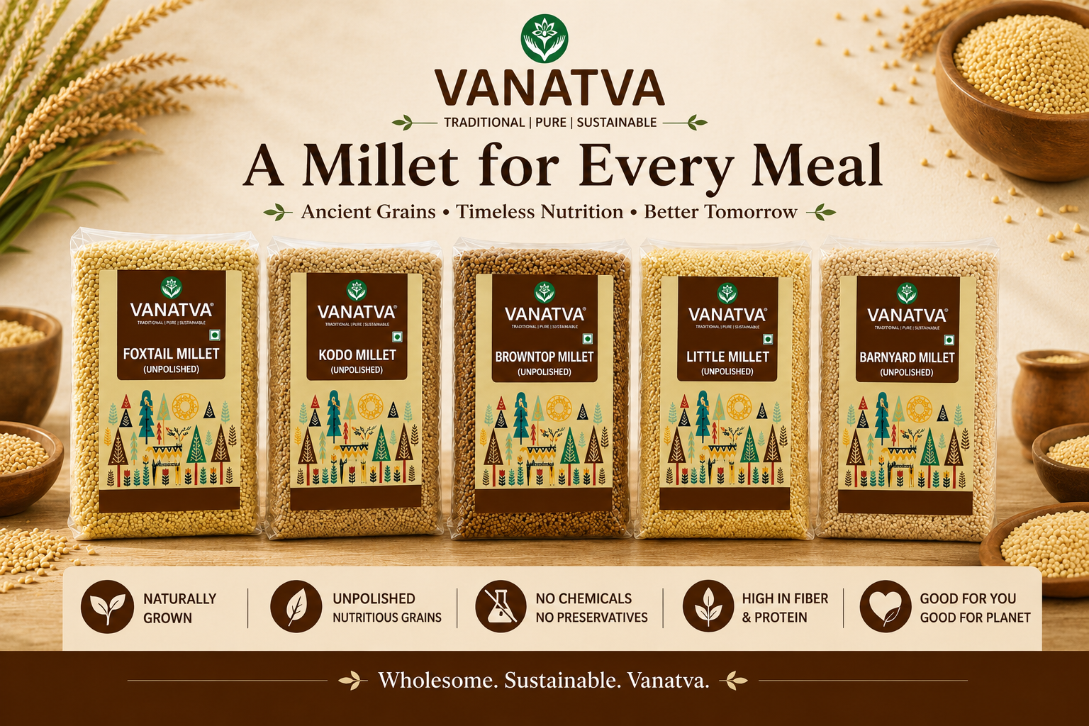 Brown Top Millet 500g | Unpolished Whole Grain | High Fiber & Natural Protein Rich Superfood | Gluten Free Traditional Grain for Daily Nutrition | Healthy Alternative to Refined Grains | Nutrient-Dense Food for Balanced Diet