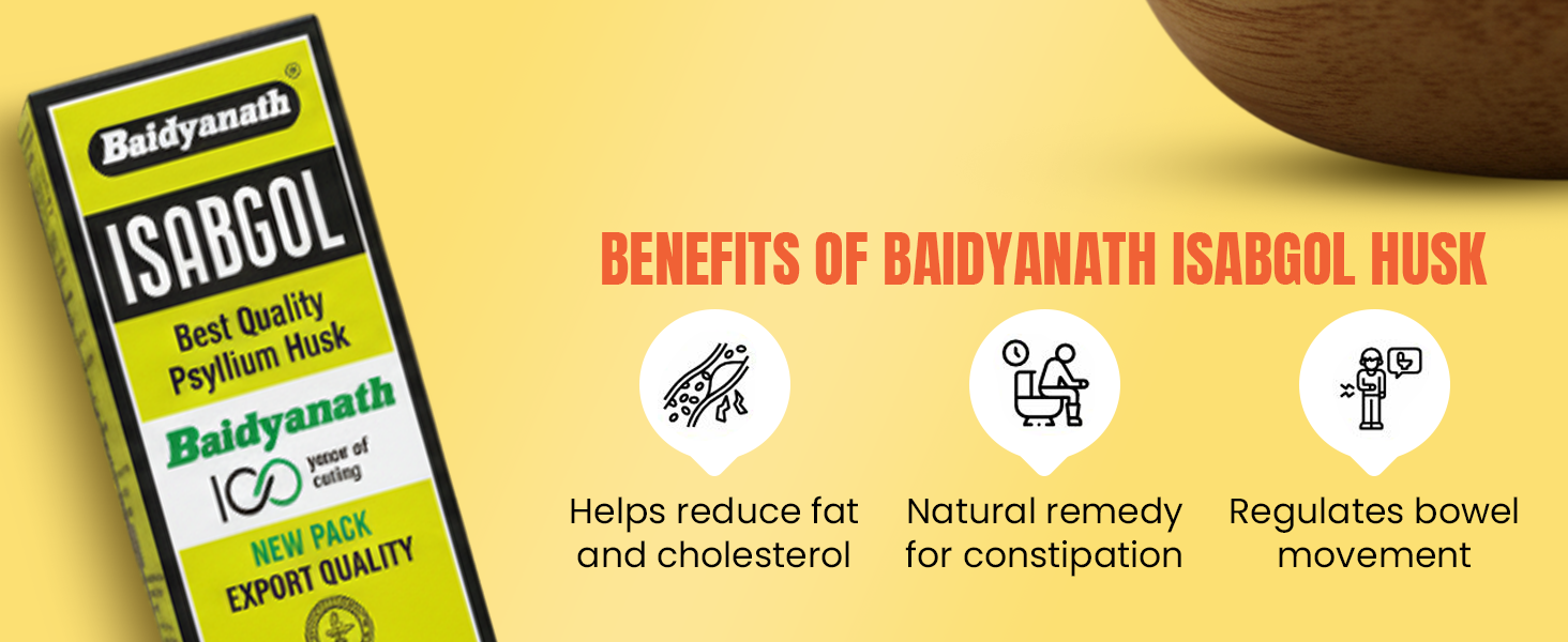 Baidyanath Asli Ayurved Isabgol - Psyllium Husk Powder 200 gm | Effectively Relieves Constipation | Premium Dietary Fiber Supplement For Digestion | Gluten-Free | Plantago Ovata, Husk