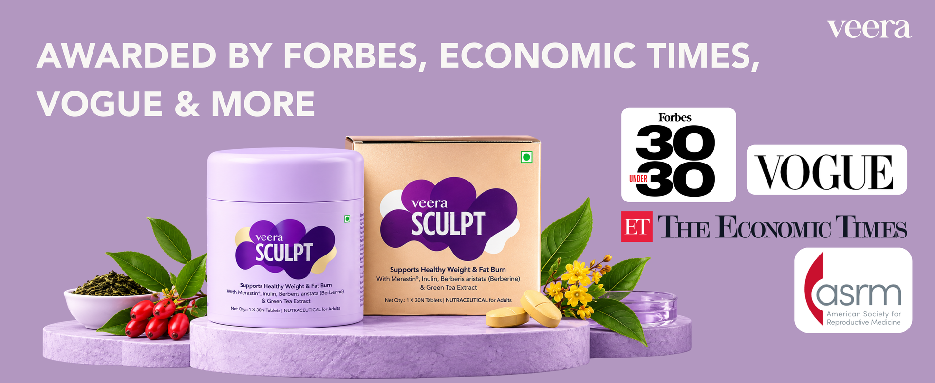 Sculpt 100% Plant-Based GLP-1 Weight Loss for Men & Women| Natural Appetite Control & Fat Burn | Reduces Hunger & Cravings | With Merastin®, Berberine, Green Tea Extract & Inulin | 30 Tablets