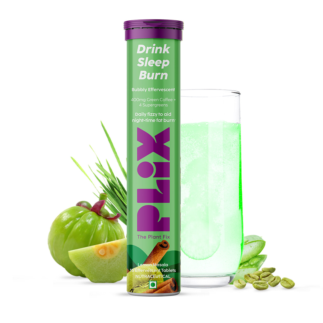PLIX - THE PLANT FIX Green Coffee Bean 15 Effervescent Tablets For Better Metabolism & Energy Levels With Green Coffee Bean, Garcinia Cambogia, Cinnamon Extract and Wheatgrass, Pack of 1(Lemon Twist)