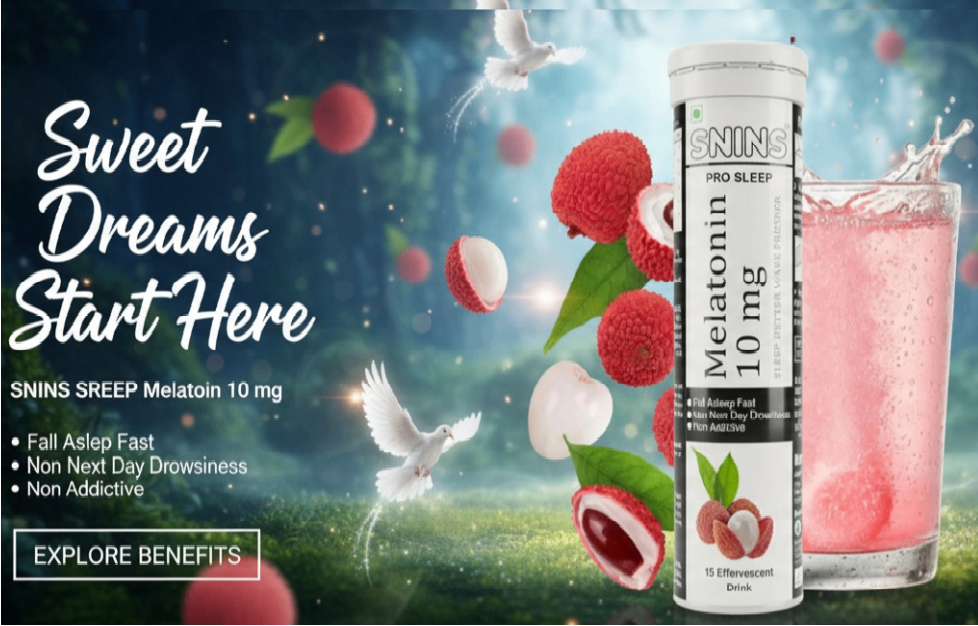 Pro Sleep 10 mg Melatonin 15 Effervescent & Stress Relief Vitamin with Ashwagandha No Added Sugar - 15 Litchi DRINK