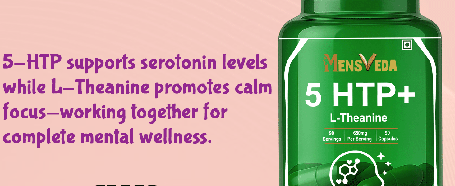 5-HTP Supplement with L-Theanine 650mg | Sleep Support, Stress Relief & Mood Support Capsules | With GABA, L-Tryptophan, Valerian & Chamomile | 90 Veg Capsules Dietary Supplement