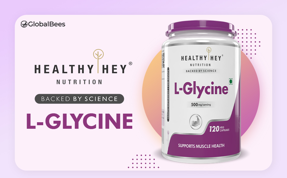 HealthyHey Nutrition L- Glycine - 500 mg - Support Brain and Sleep Health - 120 Veg. Capsules