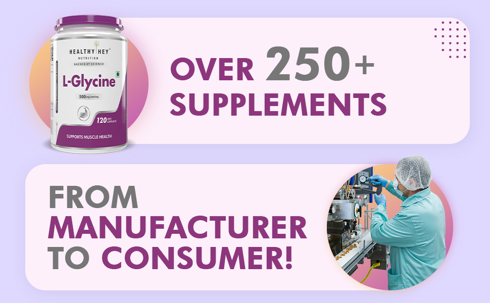 HealthyHey Nutrition L- Glycine - 500 mg - Support Brain and Sleep Health - 120 Veg. Capsules