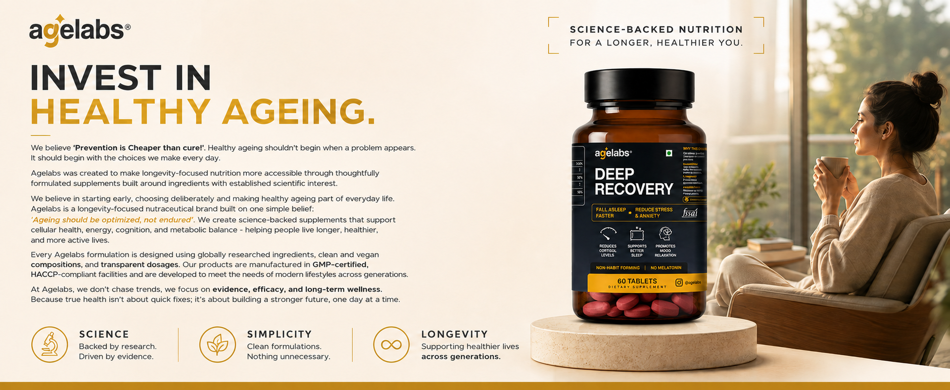 Deep Recovery | Magnesium Glycinate, Ashwagandha, L-Theanine & Vitamin B6 | Stress Relief, Better Sleep & Muscle Recovery Support | 60 Veg Tablets