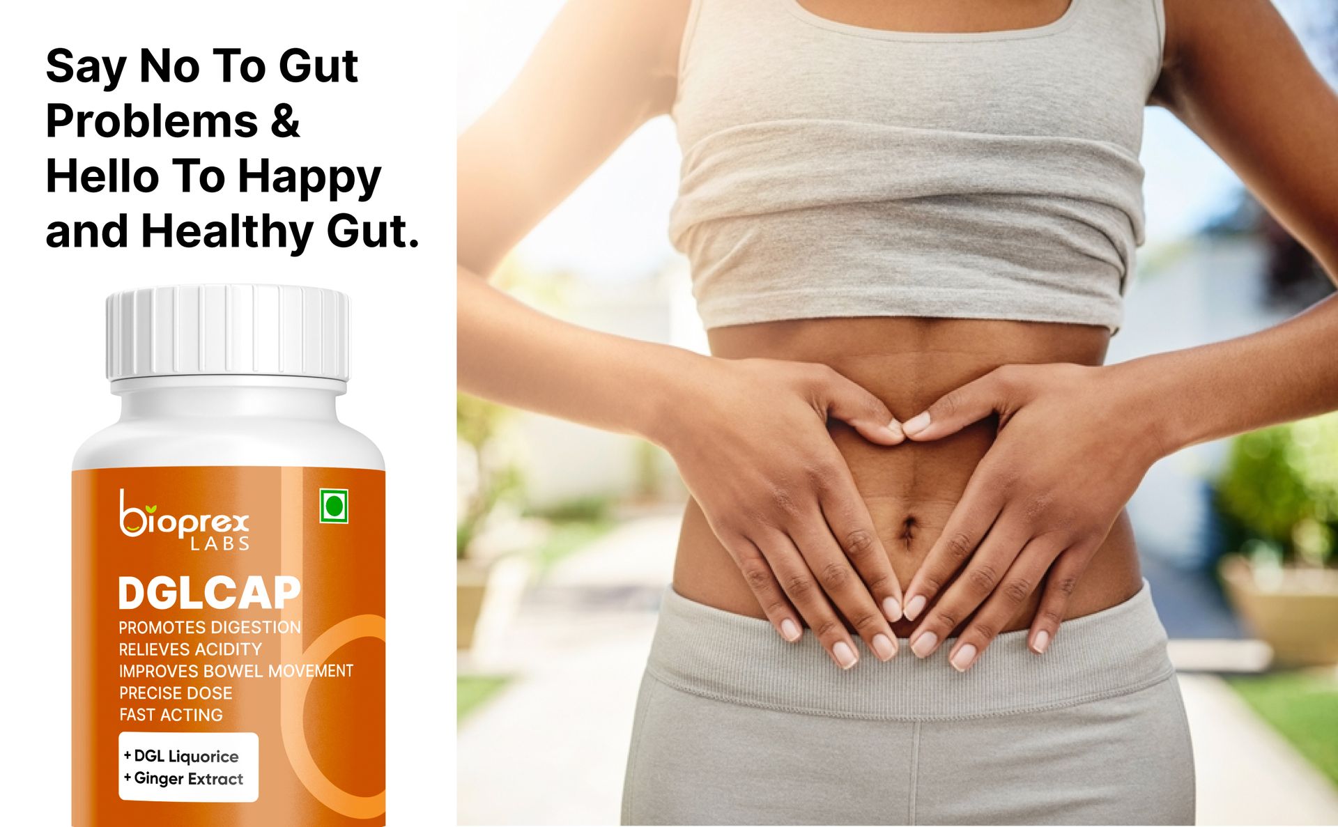 DGLCAP Advanced Gut Health Supplements (30 Vegan Capsules )For Women and Men | Licorice + Ginger Root Supplement For Effective Relief From Acidity, Constipation, Bloating, Gas | Improves Gut Health & Digestion | Effective and Instant relief