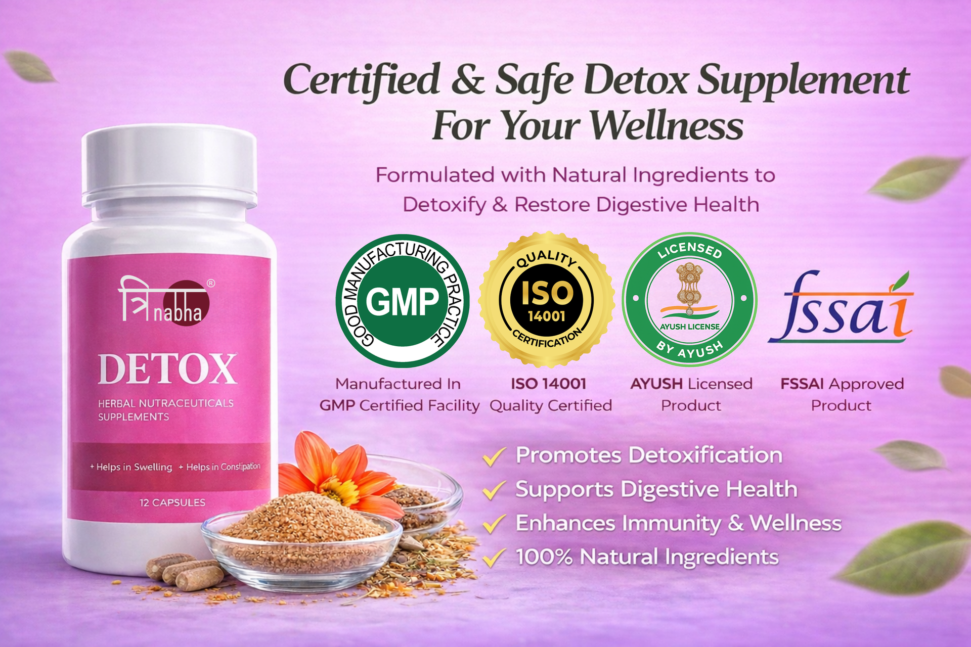 Detox Tablets - 60 Tablets | Herbal Liver Cleanse & Gut Support | Ayurvedic Natural Detox Supplement | Boosts Digestion, Immunity & Energy | Men & Women | Made in India