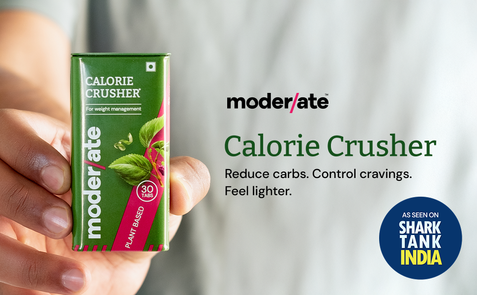 Moderate Calorie Crusher - Plant Based Calorie Blocker with Mulberry Leaf & Apple Peel| Supports Weight Management| Helps Reduce Post-Meal Carb & Sugar Impact| 30 tablets (Pack of 1)