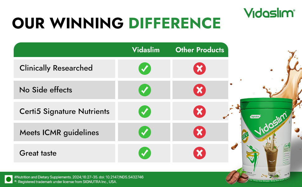 Vidaslim Vanilla Elixir 500g - Protein Powder For Men & Women Weight Control & Management | Clinically Proven Meal Replacement Protein Health Shake | No Added Sugars | 22.8g Protein Per Serve | Green Tea & White Kidney Bean Extracts |