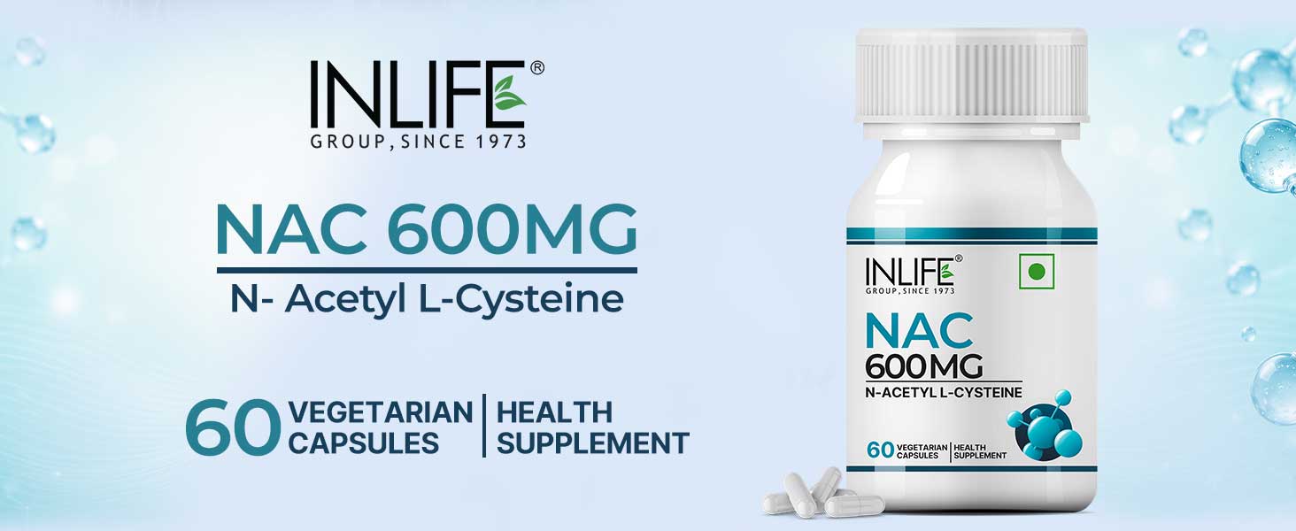 INLIFE NAC Supplement 600mg, N-Acetyl Cysteine, 60 Veg Capsules