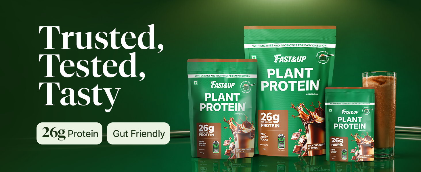 Fast&Up Plant Protein Powder (1kg Rich Chocolate) + FAST&UP 600ml Protein Shaker Bottle | High Protein Vegan Nutrition Bundle