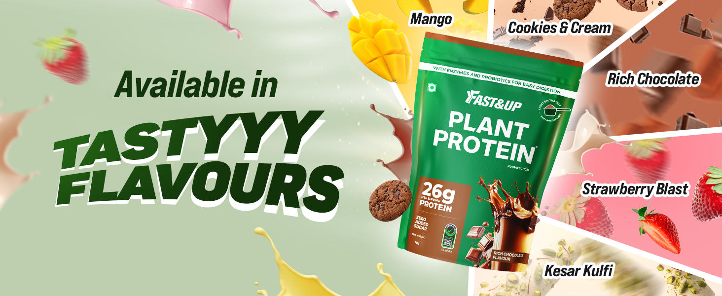 Fast&Up Plant Protein Powder (1kg Rich Chocolate) + FAST&UP 600ml Protein Shaker Bottle | High Protein Vegan Nutrition Bundle