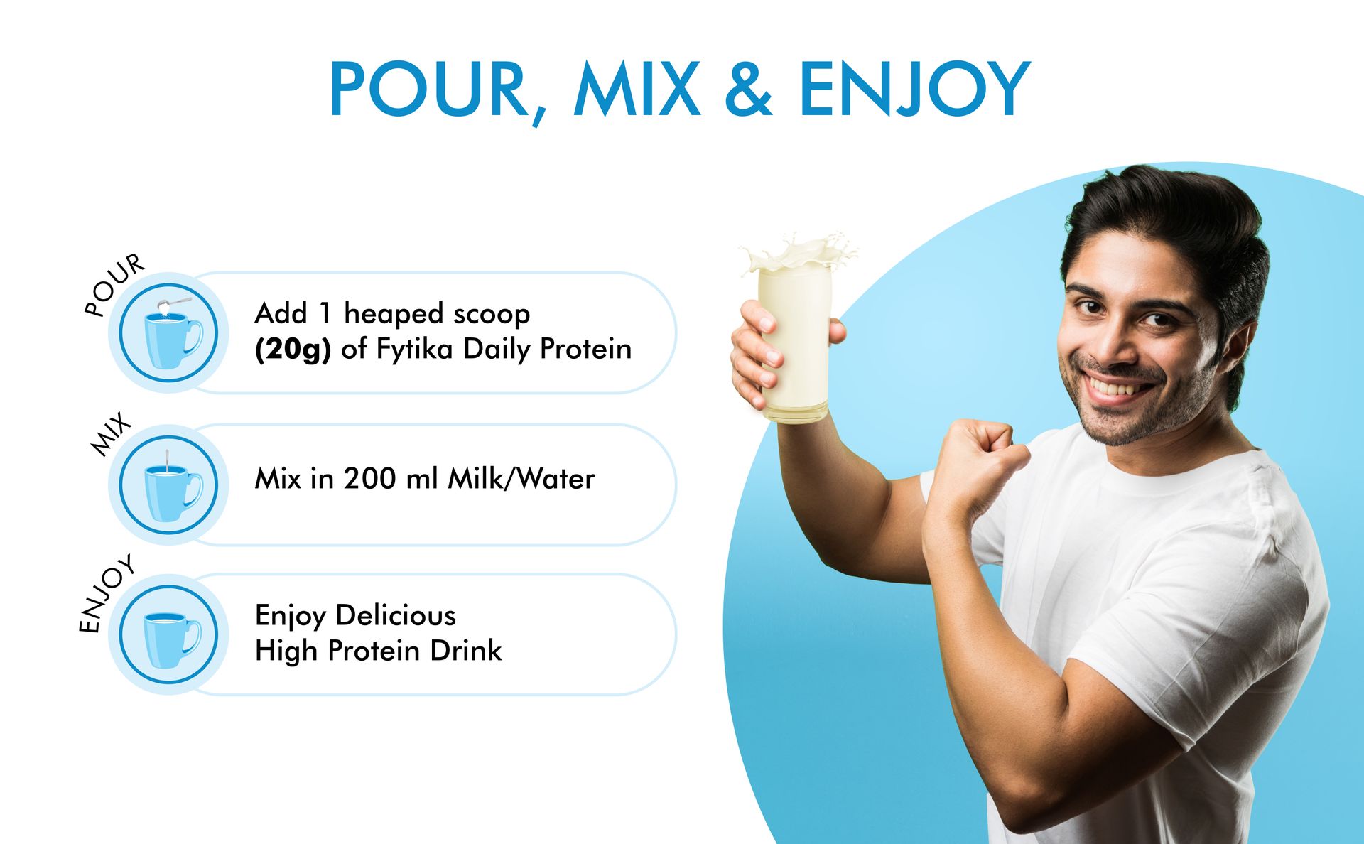 Fytika Daily Protein-400g (Pack of 1, Vanila) | Complete Nutrition Drink for Adults with 37 Essential Vitamins & Minerals | 50% Protein Per Serve | High Protein Drink for Men & Women