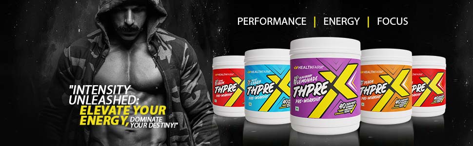 Healthfarm Thpre X Pre Workout Powder| Sports Nutrition Supplement for Men & Women - For Working Out, Hydration, Mental Focus & Energy - 20 Servings (250G, Blackberry Lemonade)
